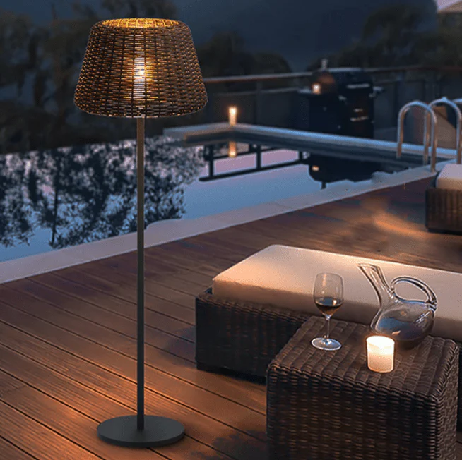 Jocelyn Elegant Rattan Outdoor Floor Lamp Pendant Light - Image 15