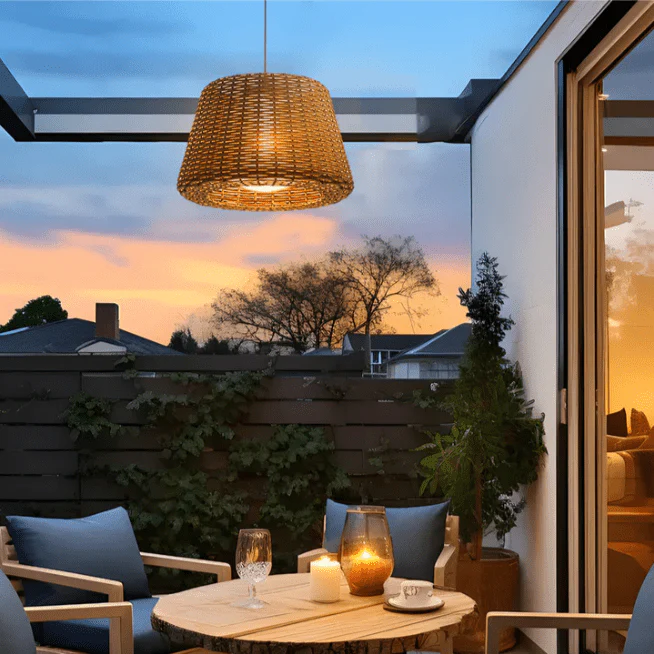 Jocelyn Elegant Rattan Outdoor Floor Lamp Pendant Light - Image 3