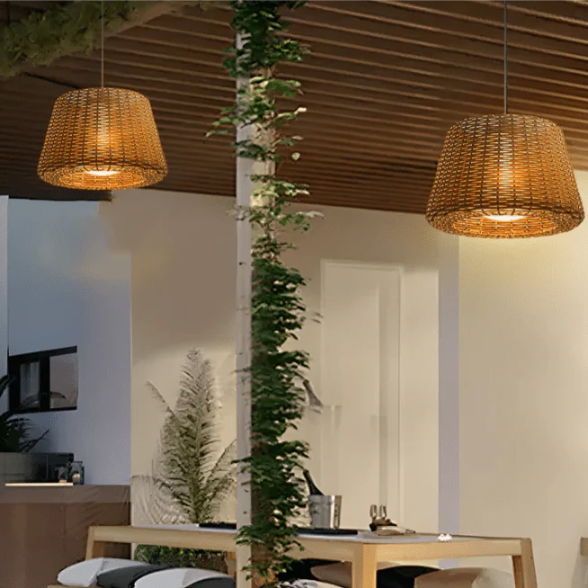 Jocelyn Elegant Rattan Outdoor Floor Lamp Pendant Light - Image 4