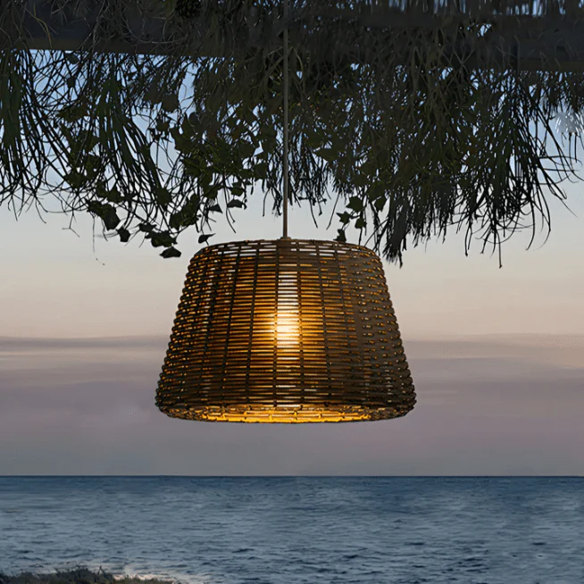 Jocelyn Elegant Rattan Outdoor Floor Lamp Pendant Light - Image 5