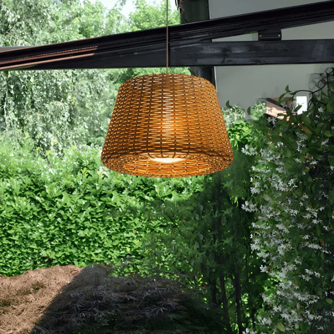 Jocelyn Elegant Rattan Outdoor Floor Lamp Pendant Light - Image 6