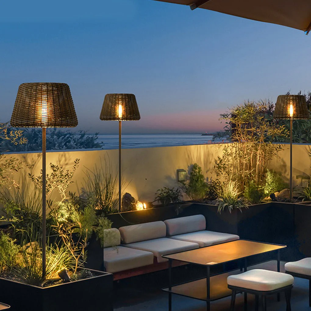 Jocelyn Elegant Rattan Outdoor Floor Lamp Pendant Light - Image 9