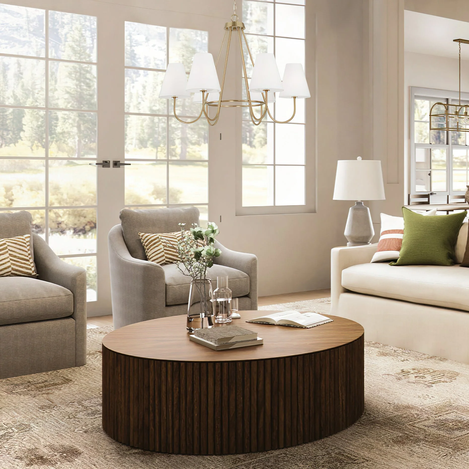Julia Contemporary Brass Chandelier - Image 6
