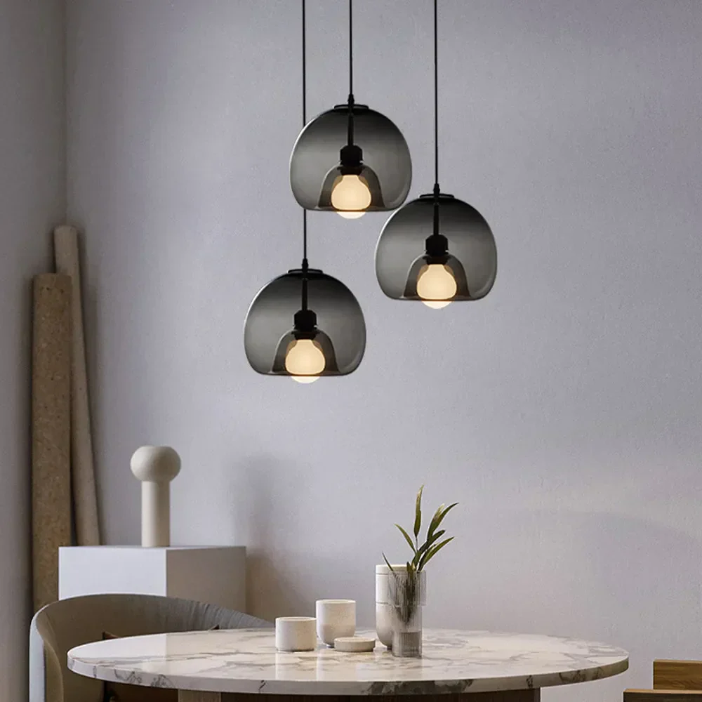 June Globe Glass Pendant Light, Amber/Smoky Grey - Image 11