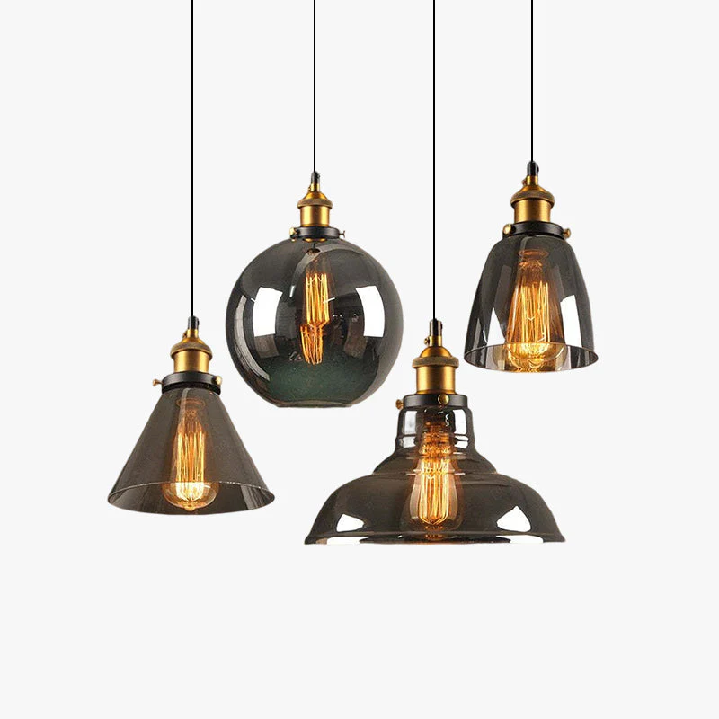 June Industrial Glass Pendant Light Clear/Amber/Smoke Grey