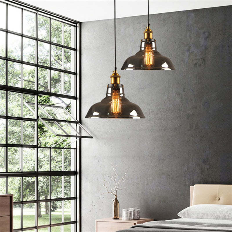 June Industrial Glass Pendant Light Clear/Amber/Smoke Grey - Image 4