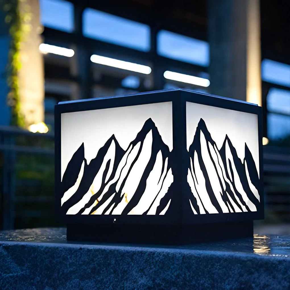 Kace LED Mountain Scenery Steel Outdoor Fence Post Lights