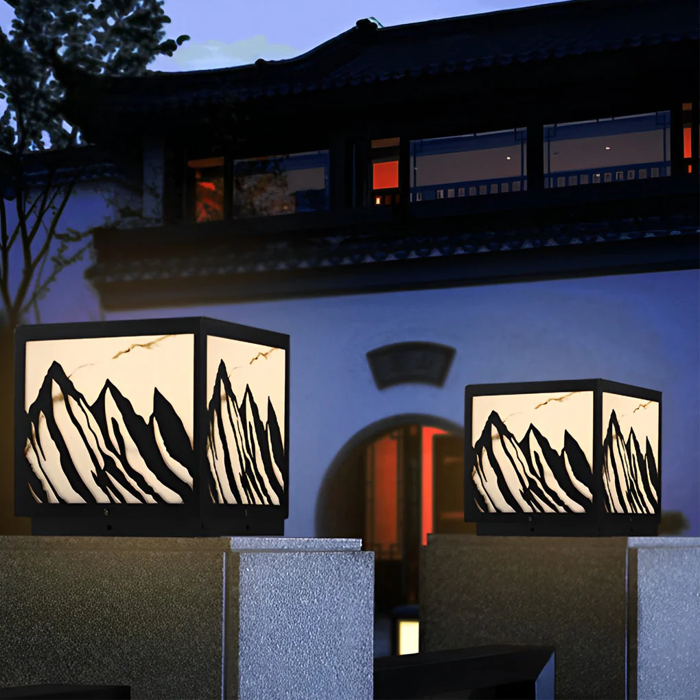 Kace LED Mountain Scenery Steel Outdoor Fence Post Lights - Image 5