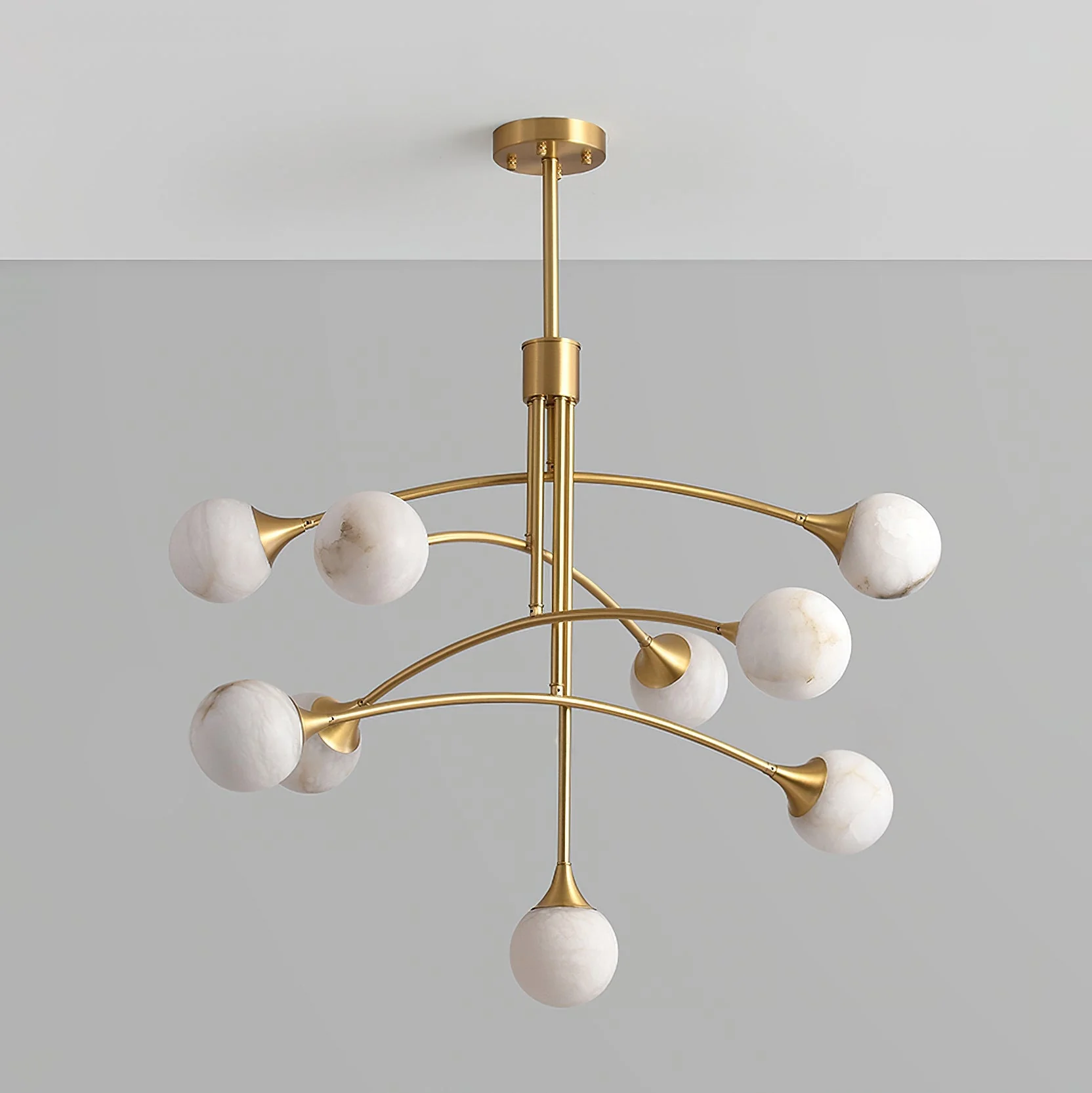 Kael Modern Sputnik Alabaster Chandelier - Image 7