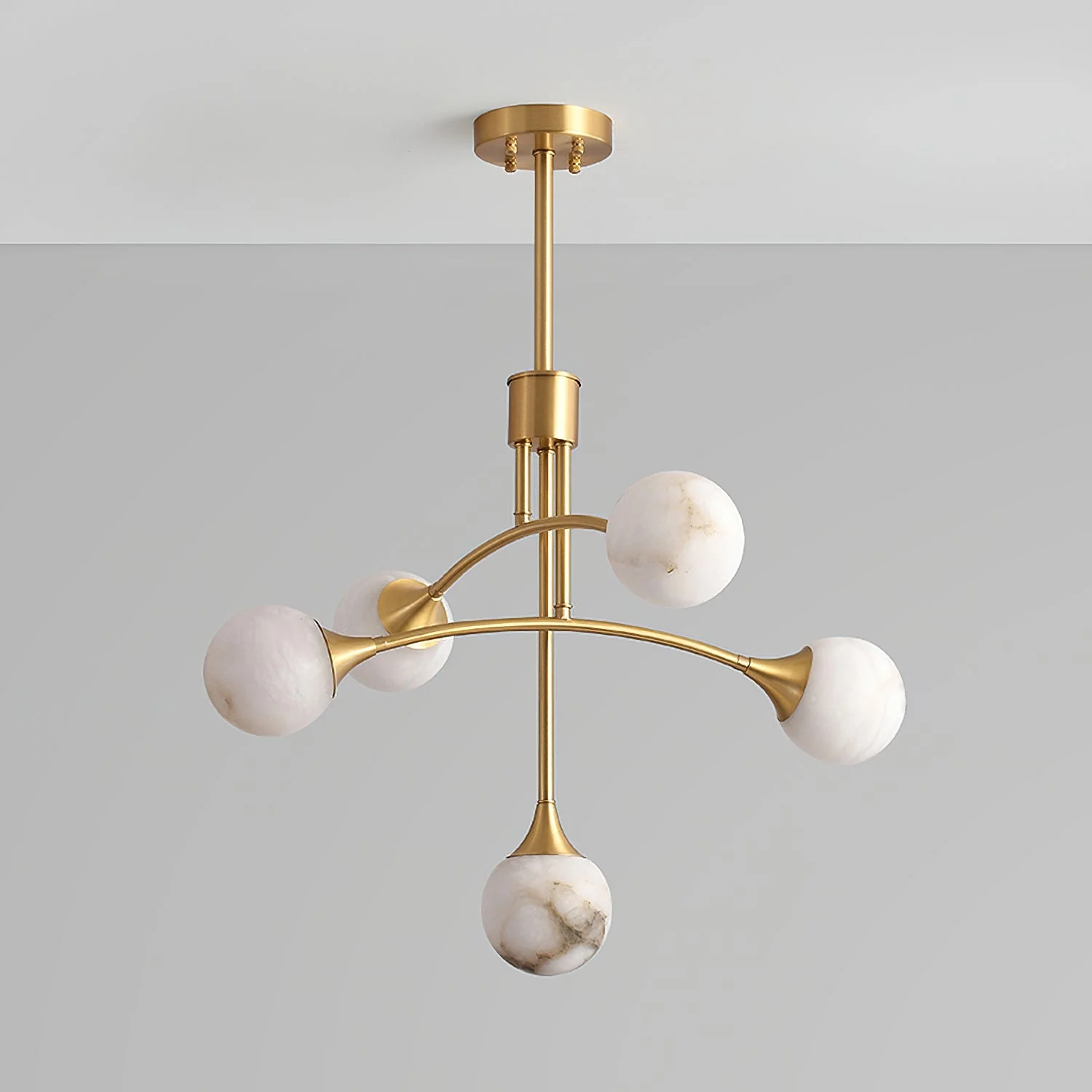 Kael Modern Sputnik Alabaster Chandelier - Image 9