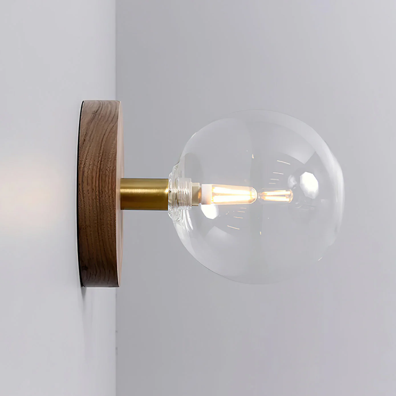 Kampy Farmhouse Walnut Wood Wall Light - Image 5