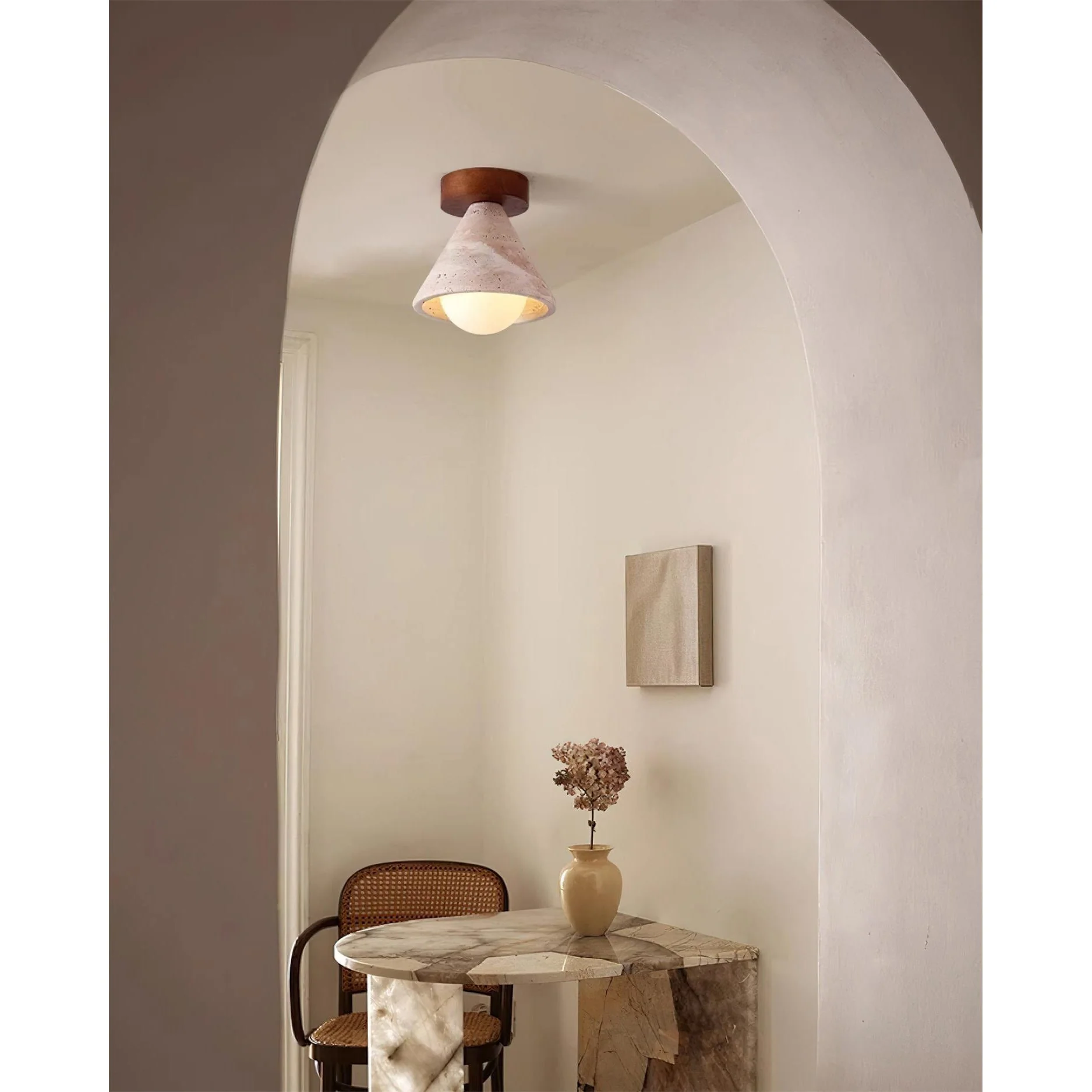 Kayla Wabi-Sabi Travertine Ceiling Light - Image 3