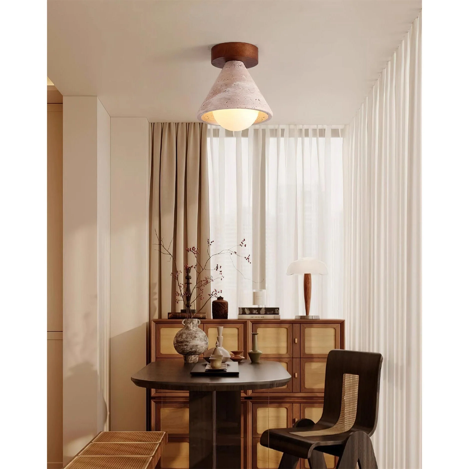 Kayla Wabi-Sabi Travertine Ceiling Light - Image 5