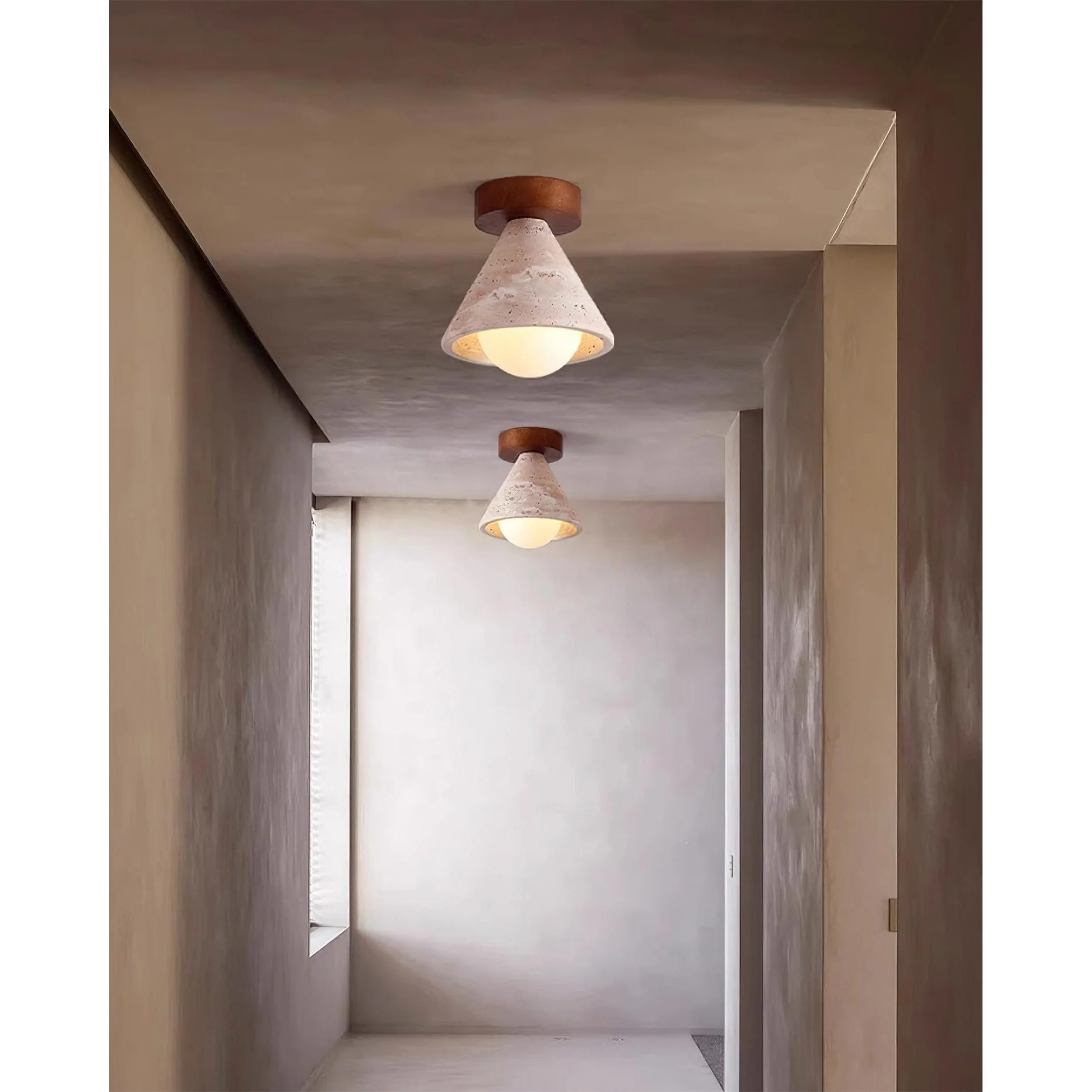 Kayla Wabi-Sabi Travertine Ceiling Light - Image 7