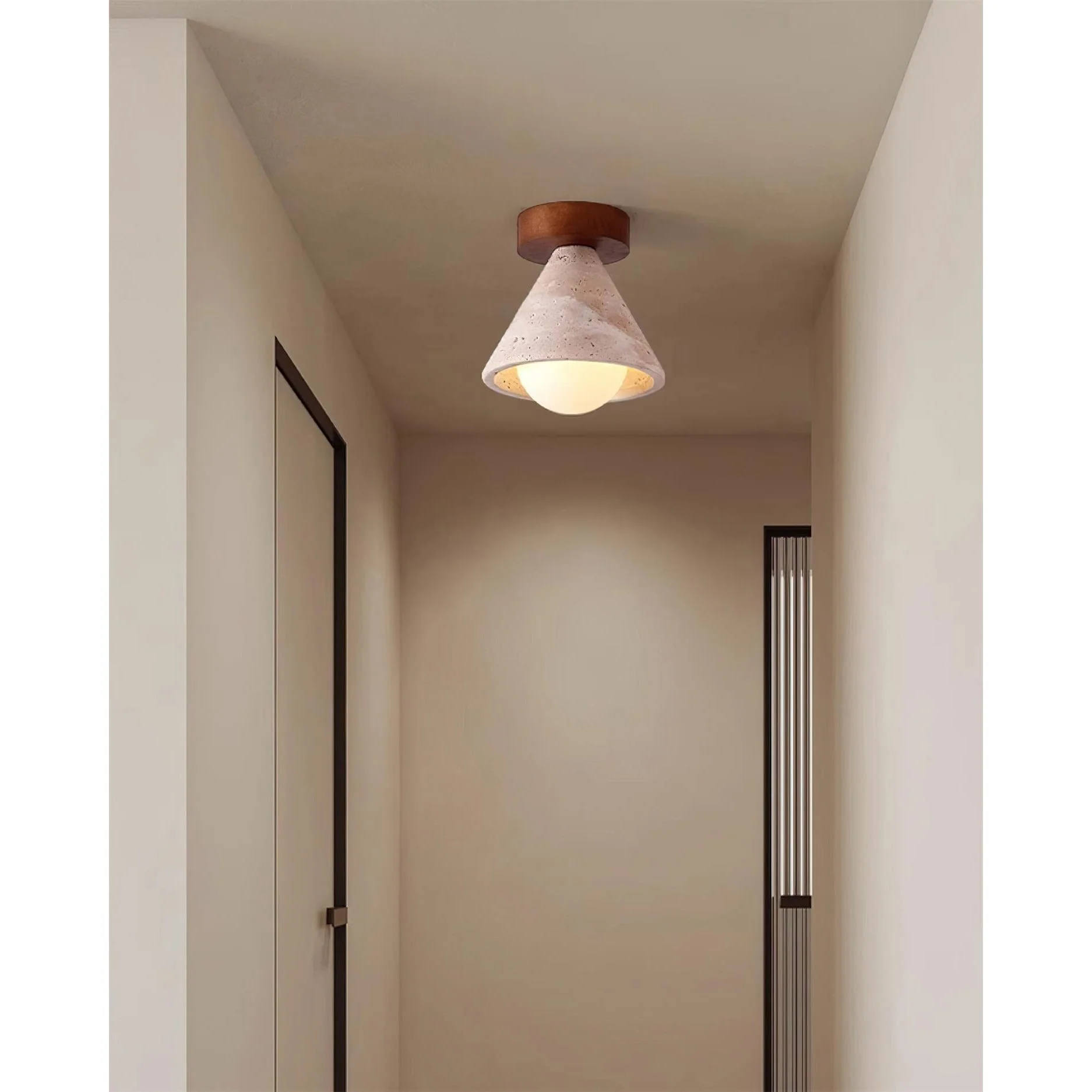 Kayla Wabi-Sabi Travertine Ceiling Light - Image 8