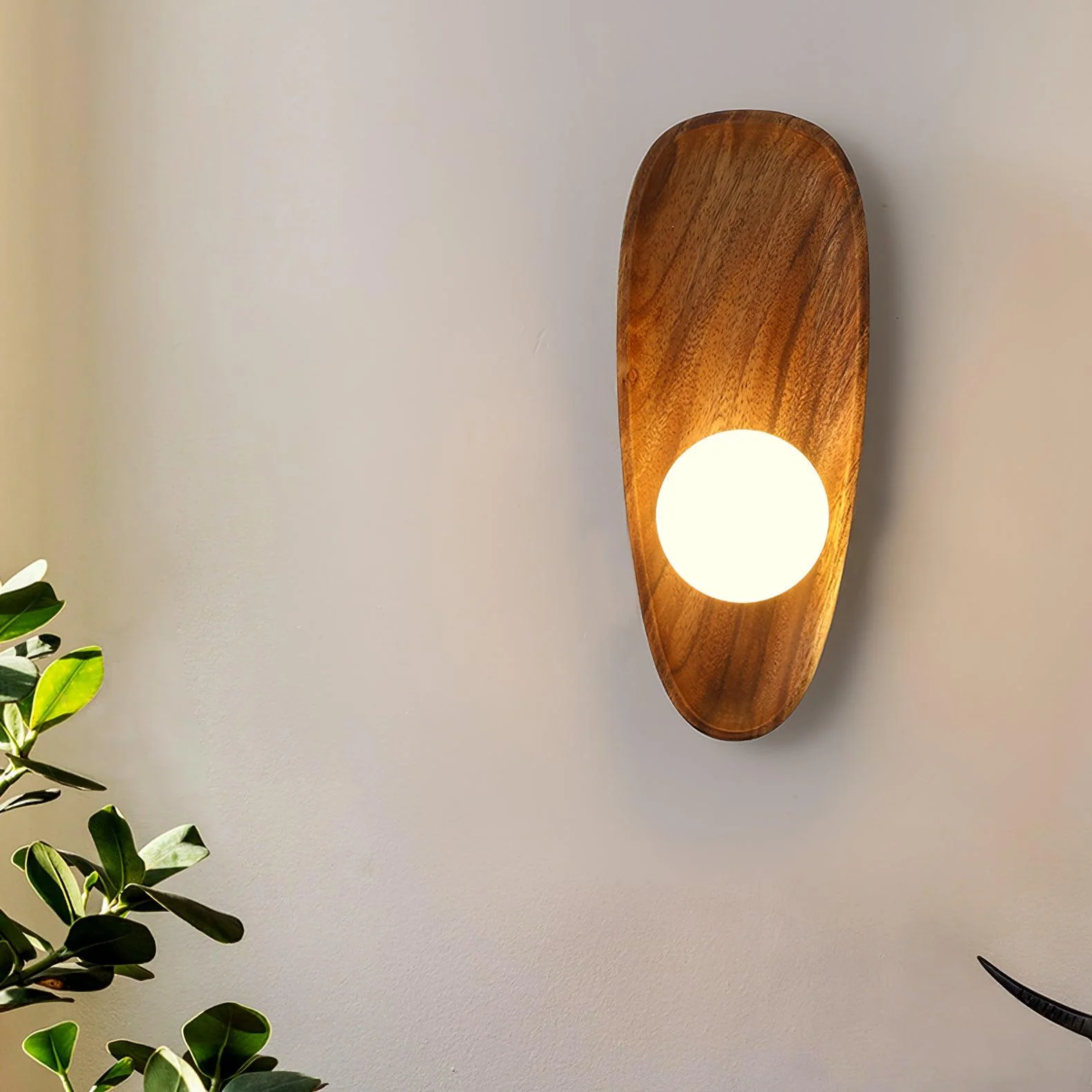Keith Modern Minimalist Wood Glass Wall Lamp - Image 15