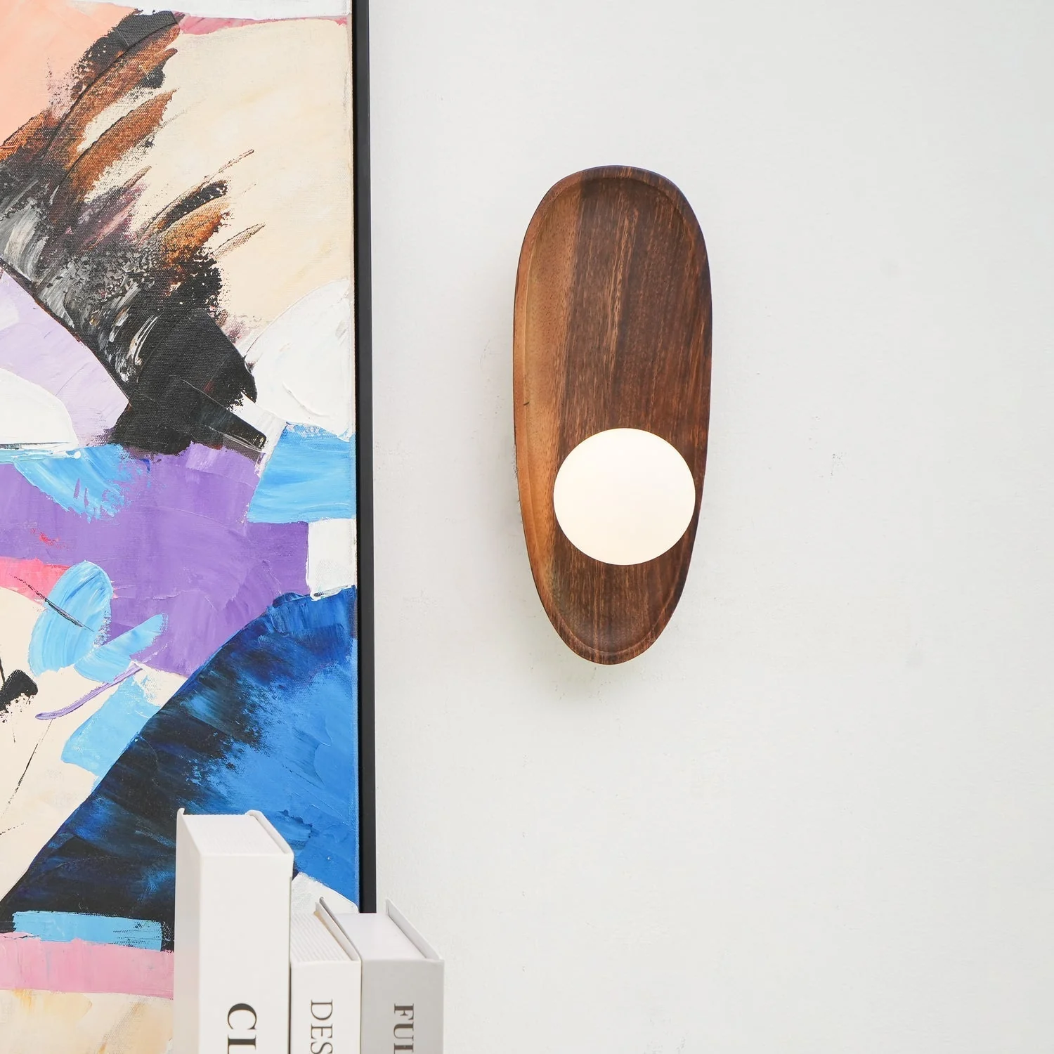 Keith Modern Minimalist Wood Glass Wall Lamp - Image 6