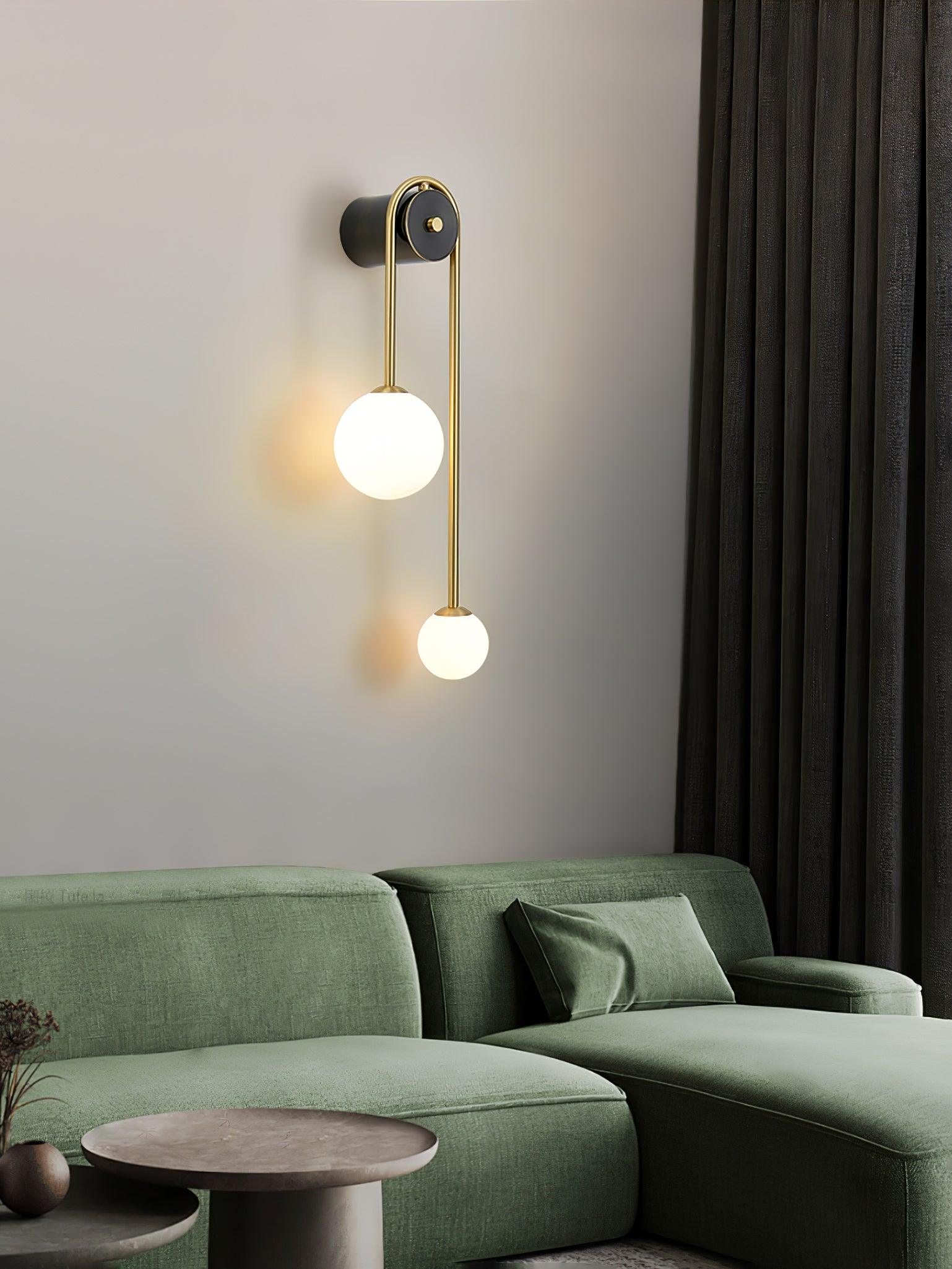 Kim Modern Minimalist Arc Brass Glass Wall Light - Image 12