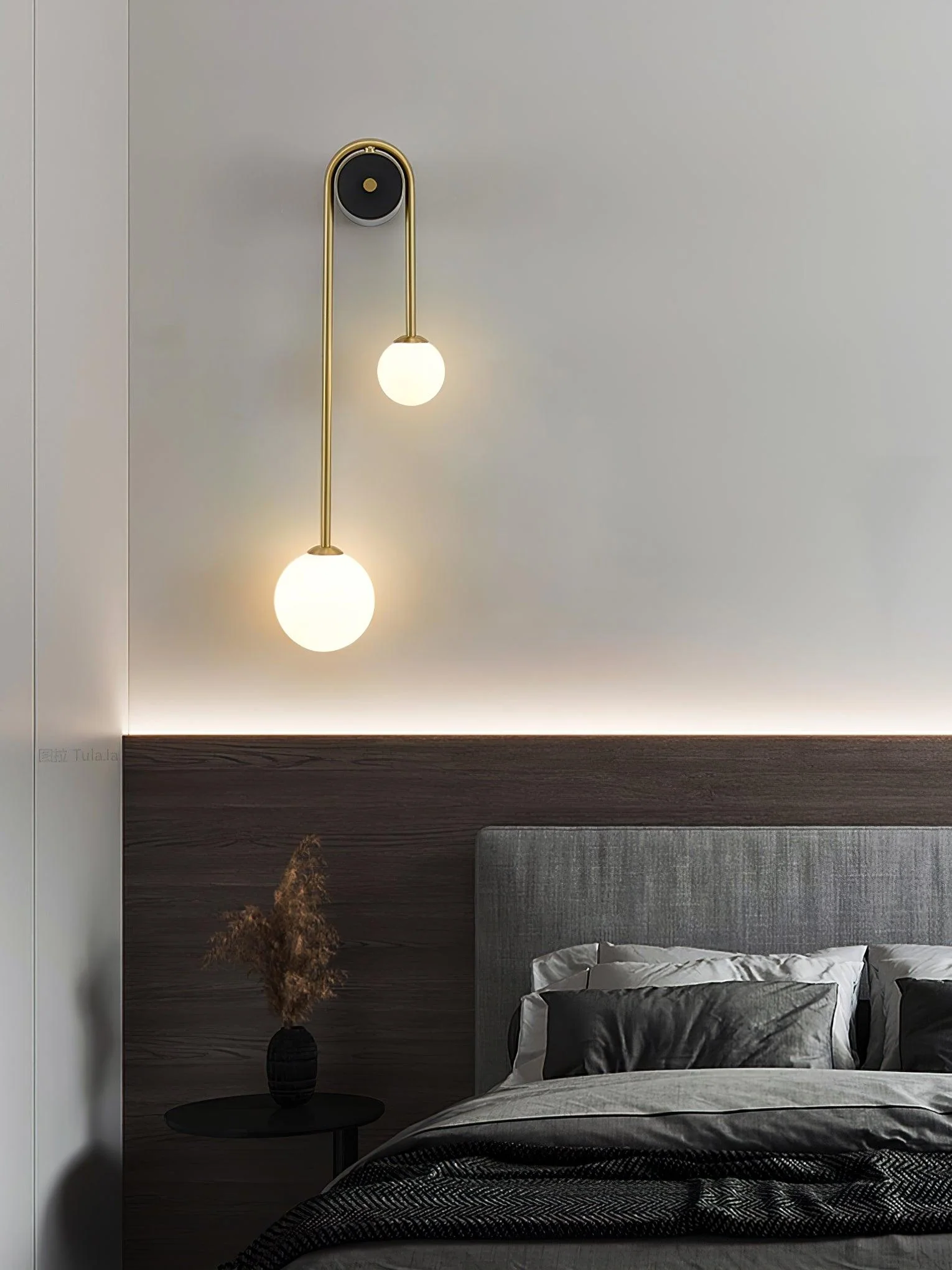 Kim Modern Minimalist Arc Brass Glass Wall Light - Image 16