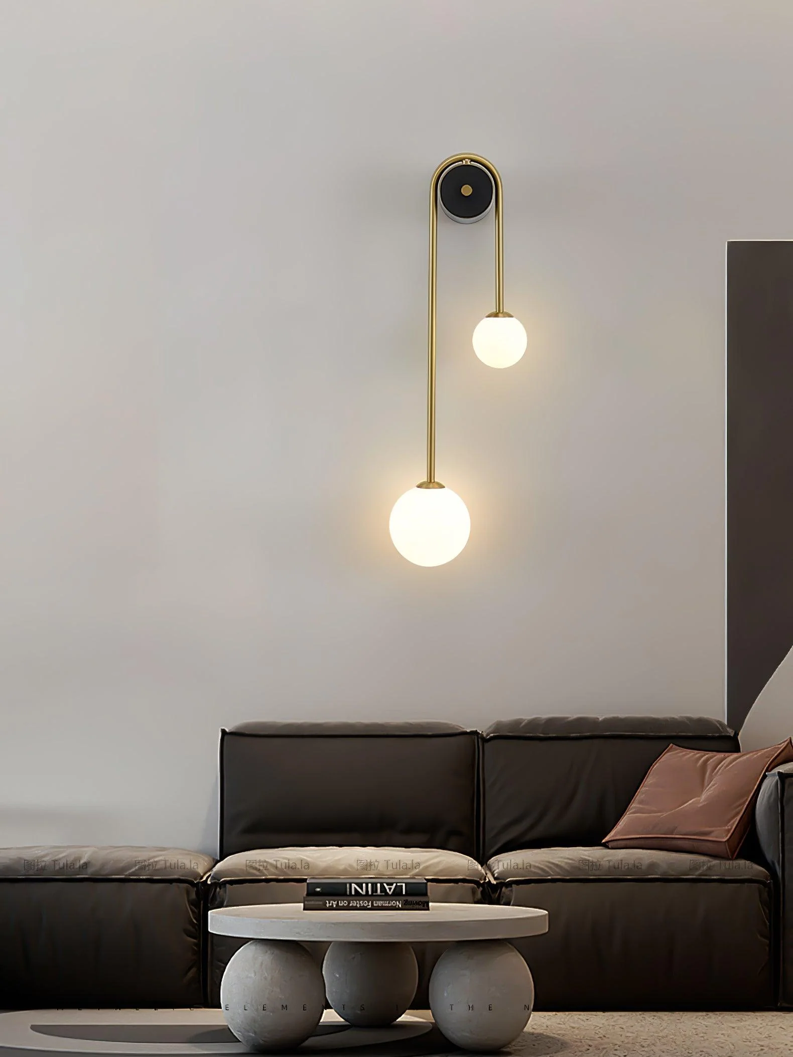 Kim Modern Minimalist Arc Brass Glass Wall Light - Image 17
