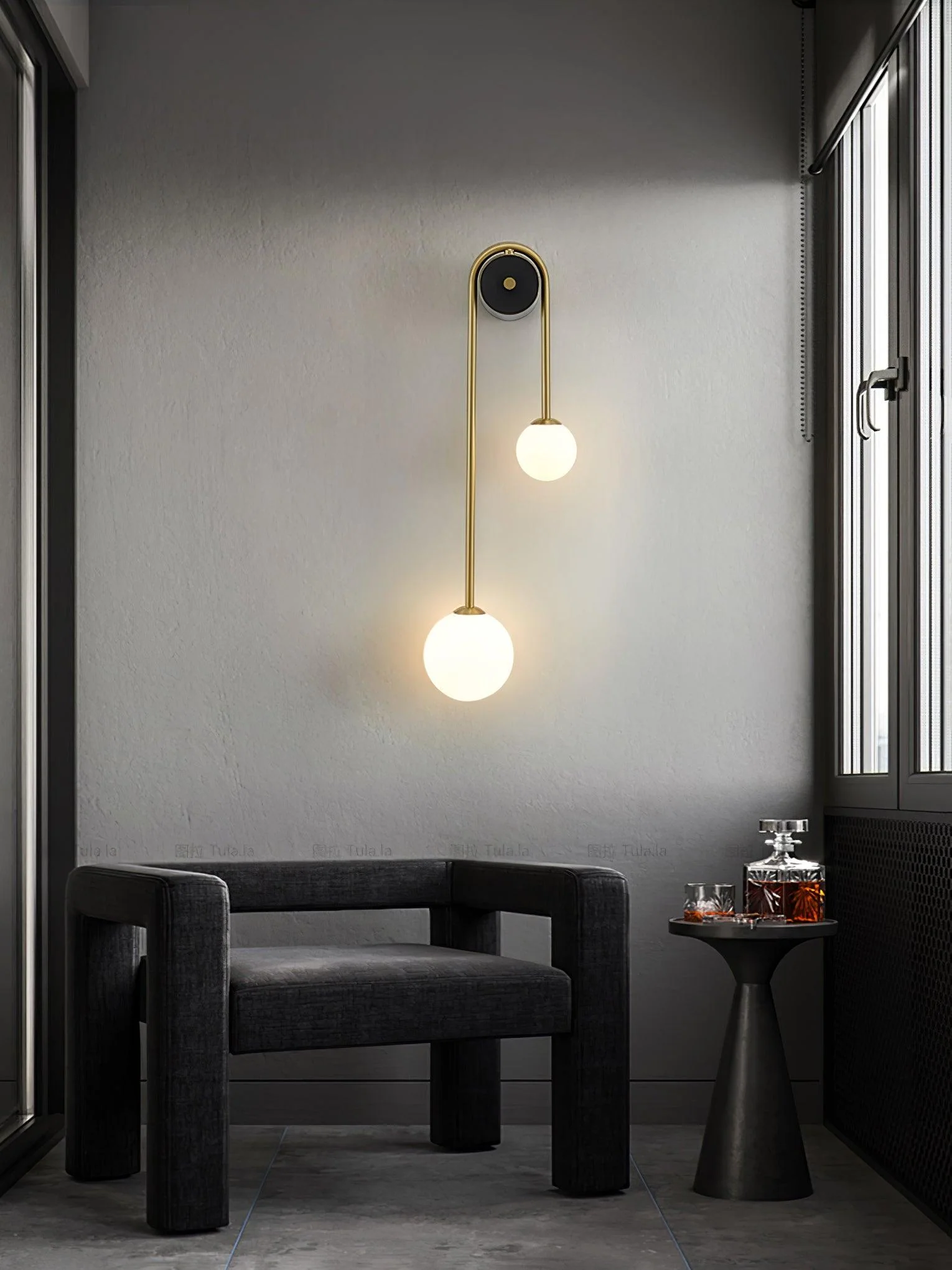 Kim Modern Minimalist Arc Brass Glass Wall Light - Image 18