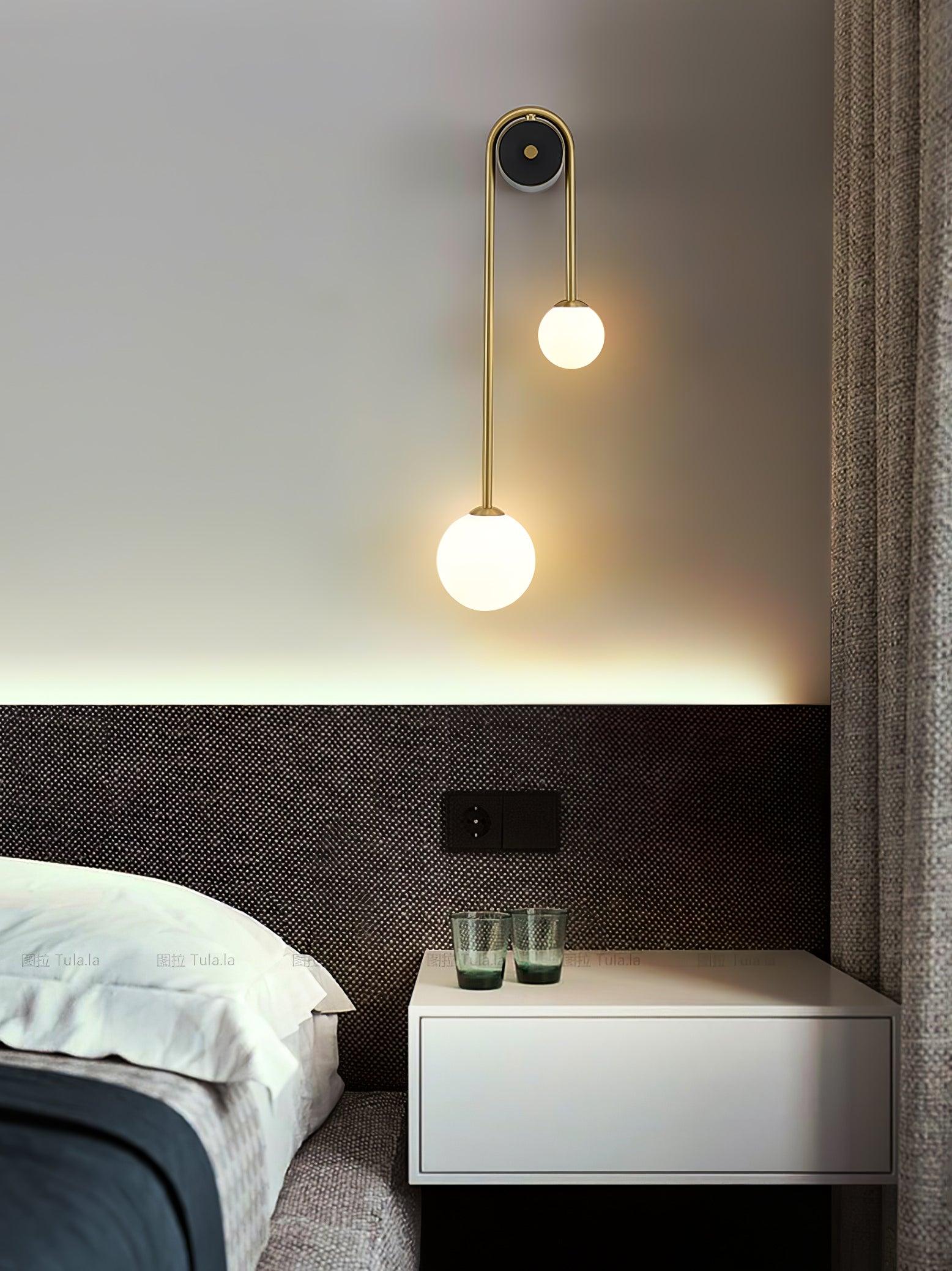 Kim Modern Minimalist Arc Brass Glass Wall Light - Image 19