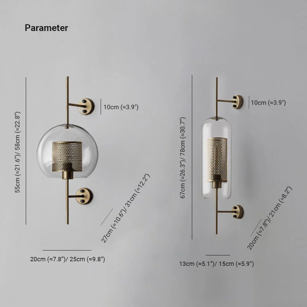 Kiri Industrial Classy Global Clear Glass Wall Lamp - Image 4