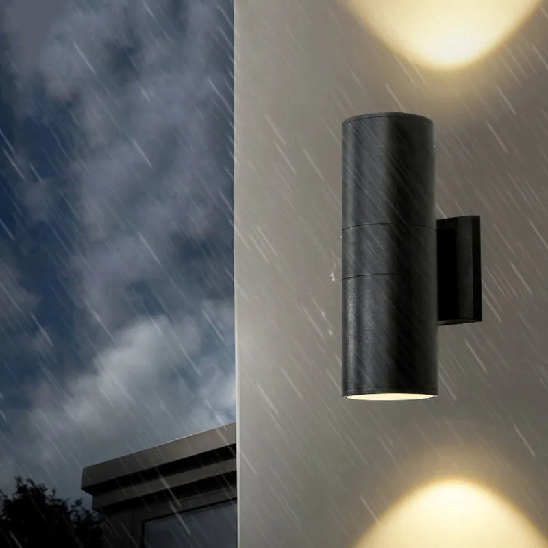 Kren Minimalist Metal Double-headed Outdoor Wall Lamp, Black - Image 11