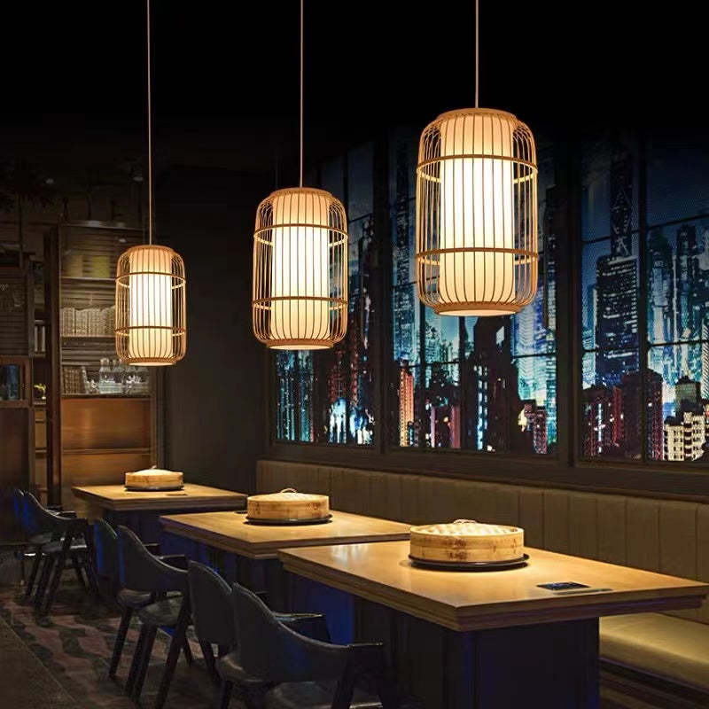 Kuro Hand-Woven Knitted Rattan Bamboo Vintage Pendant Light - Image 2