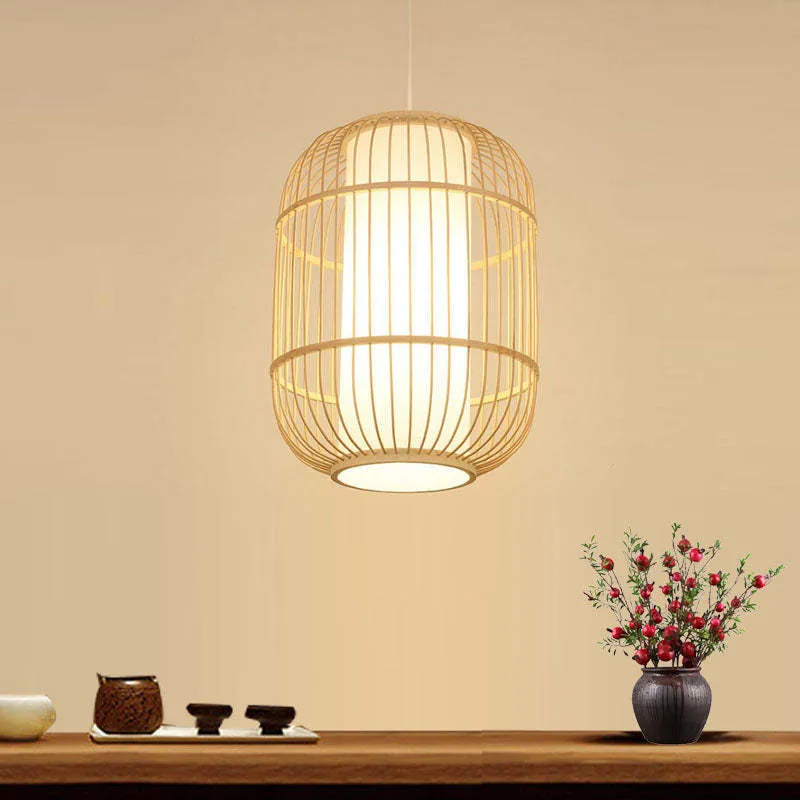 Kuro Hand-Woven Knitted Rattan Bamboo Vintage Pendant Light - Image 4