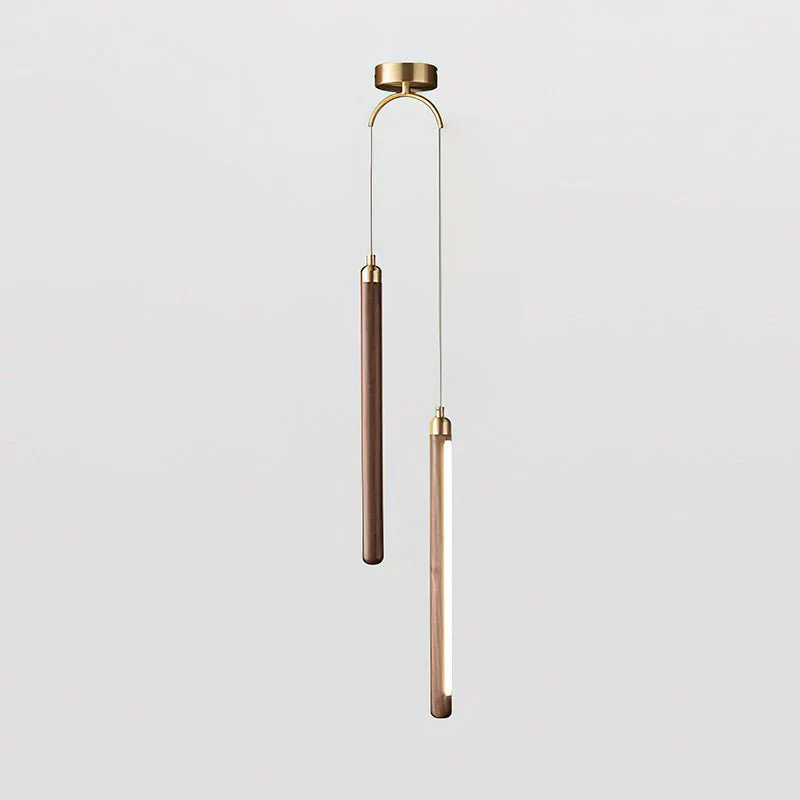 Kyoto Walnut Brass Linear Pendant Light - Image 11