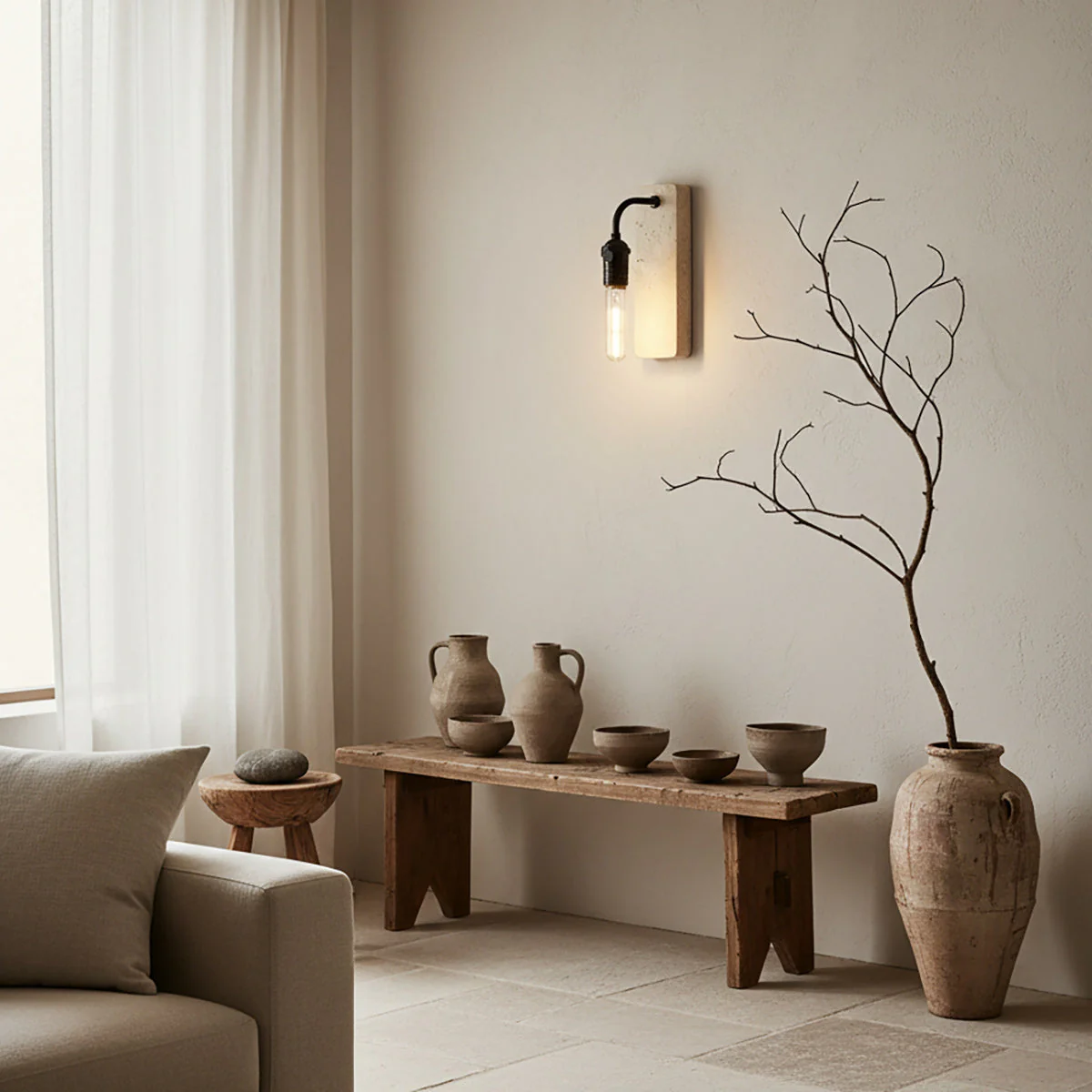 Lampar Wabi-Sabi Travertine Wall Light - Image 3