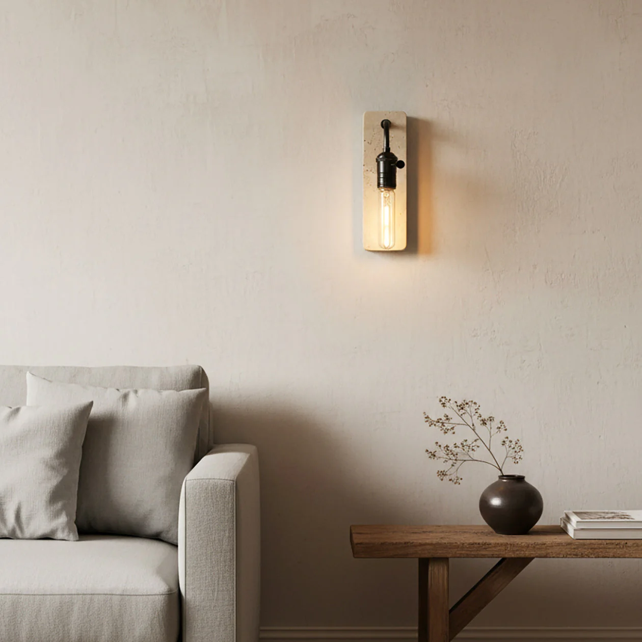Lampar Wabi-Sabi Travertine Wall Light - Image 6