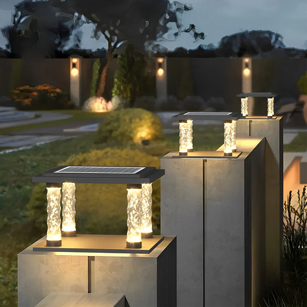 Landon Bubbles Square Modern Outdoor Post Caps Lights