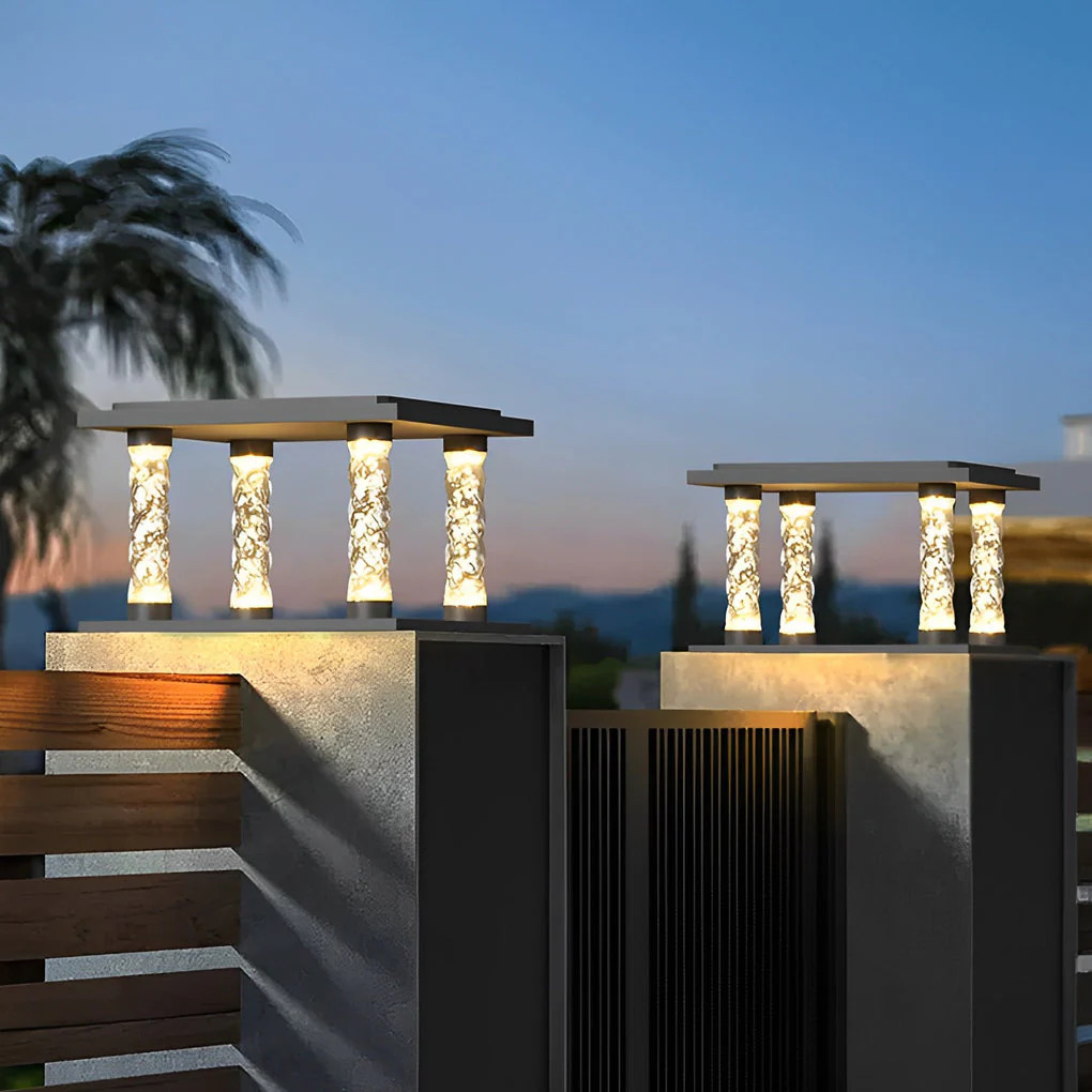 Landon Bubbles Square Modern Outdoor Post Caps Lights - Image 2