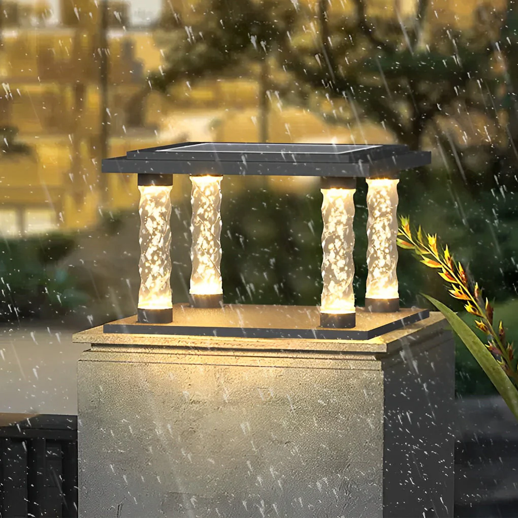 Landon Bubbles Square Modern Outdoor Post Caps Lights - Image 3