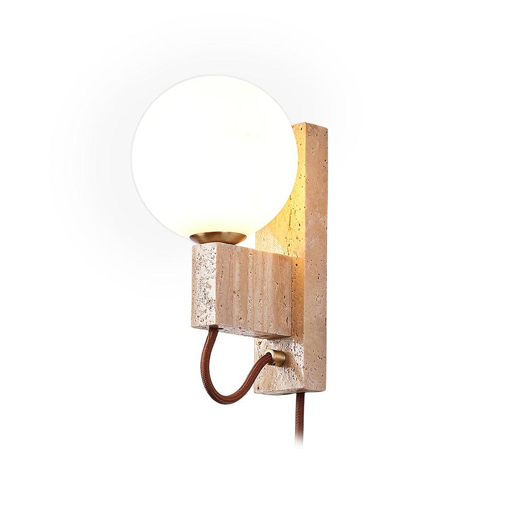 Large Ball Plug Contemporary Travertine Wall Light