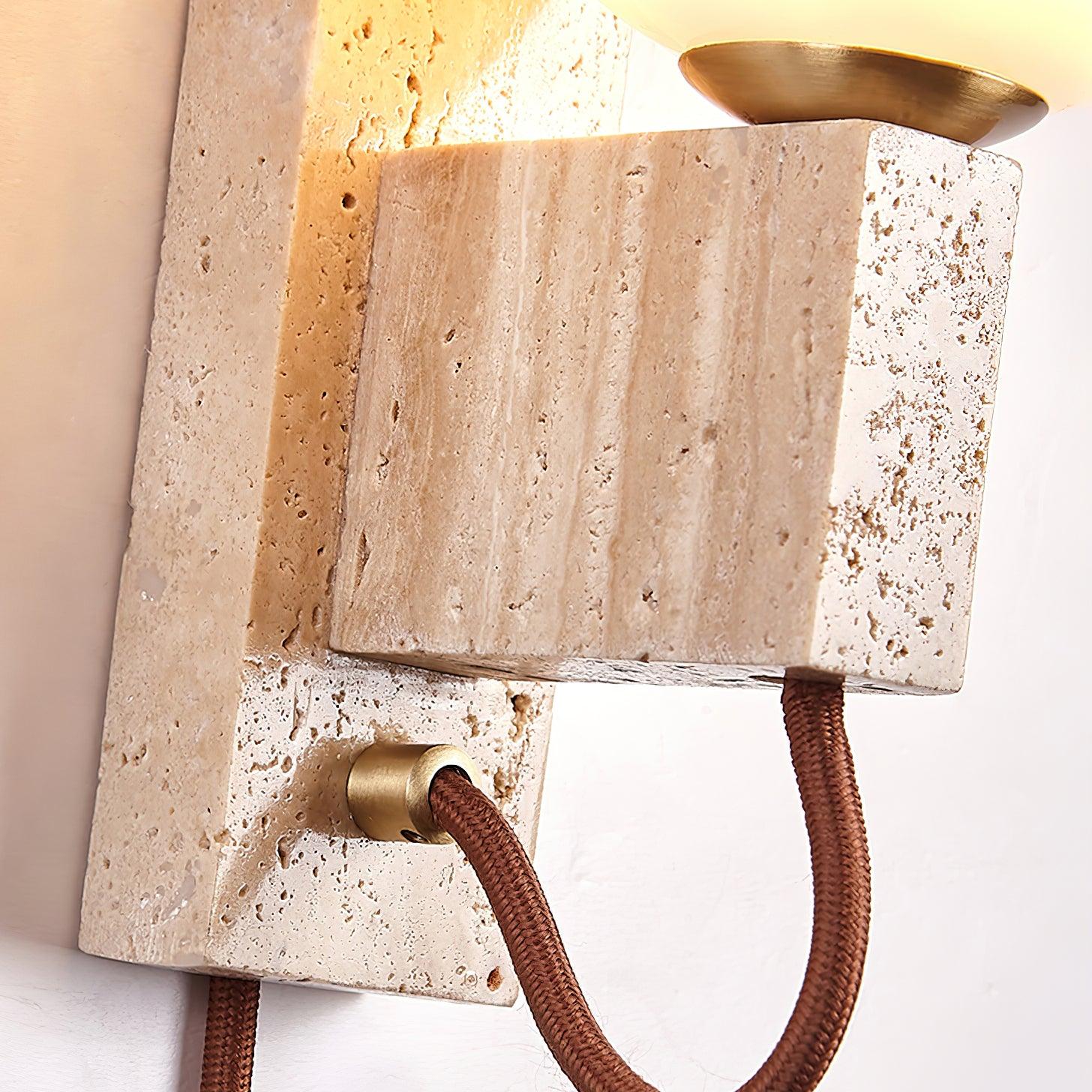 Large Ball Plug Contemporary Travertine Wall Light - Image 10