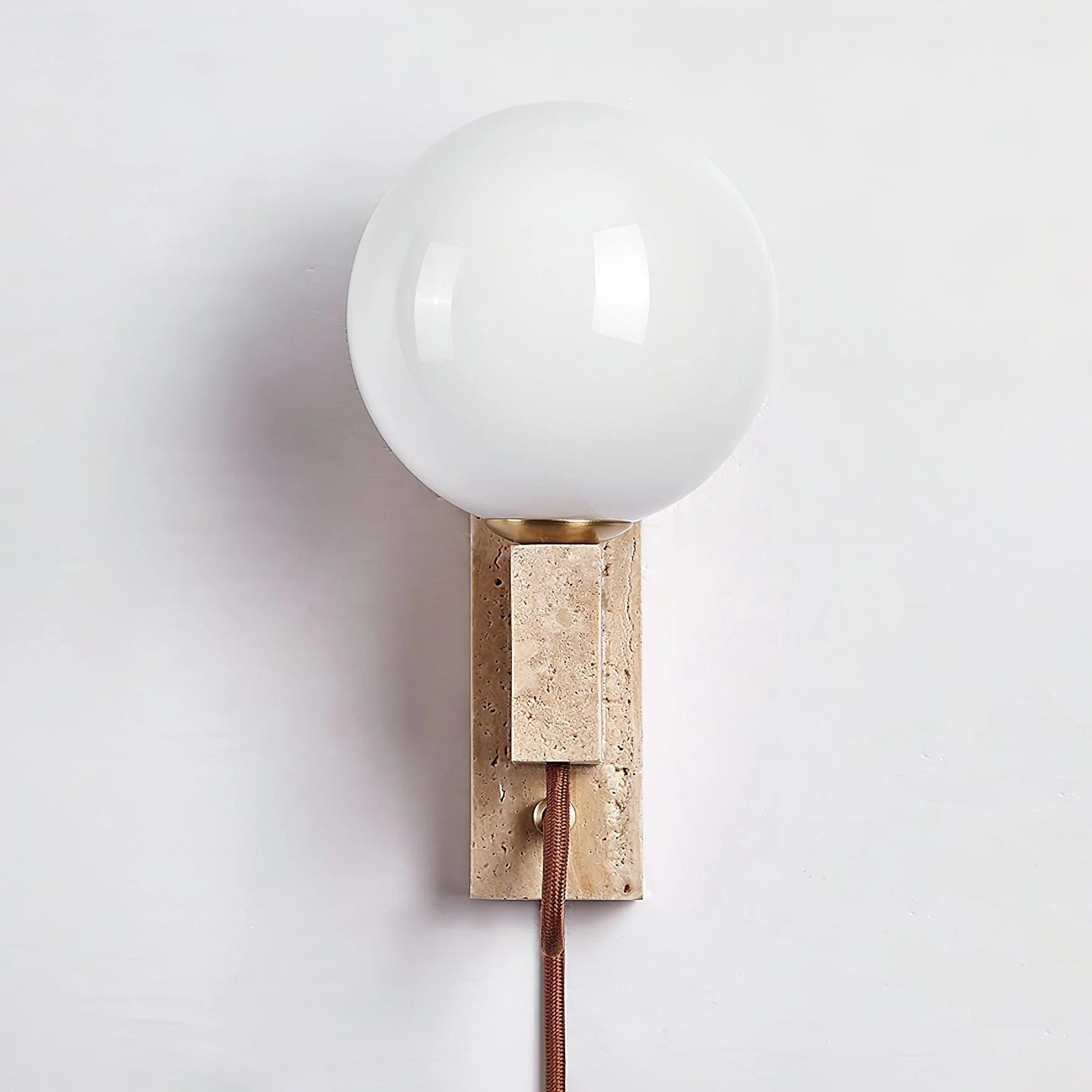 Large Ball Plug Contemporary Travertine Wall Light - Image 12