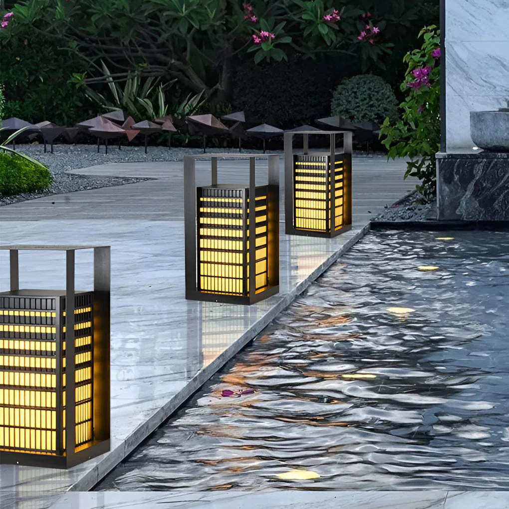 Laughter Unique Industrial Marble Outdoor Pathway Lantern - Image 7