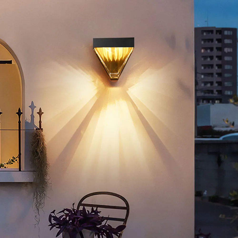 Laxor Waterproof Diamond Shape Metal/Crystal Outdoor Wall Lamp, Gold/Black - Image 8
