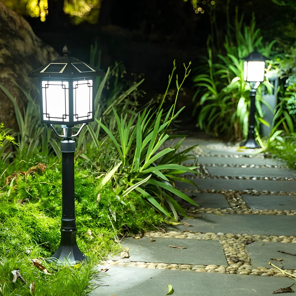 Leahn Ancient House Style LED Outdoor Post Lamp - Image 12