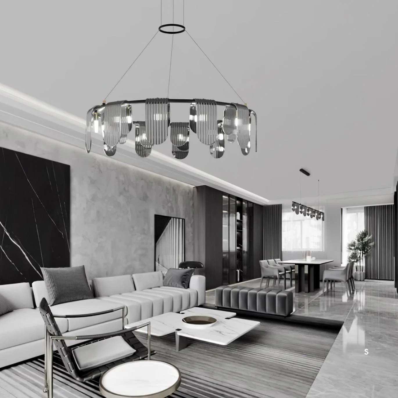 Leo Modern Glass Chandelier - Image 4