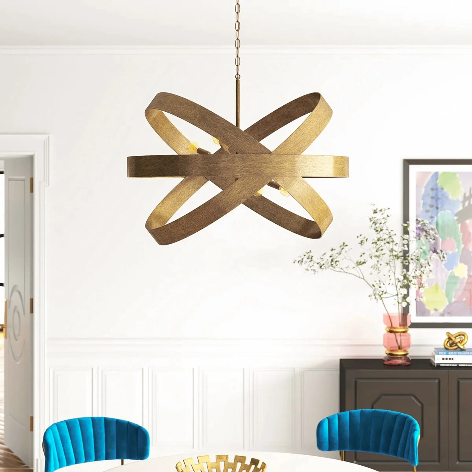 Leyton Contemporary Brass Chandelier - Image 2
