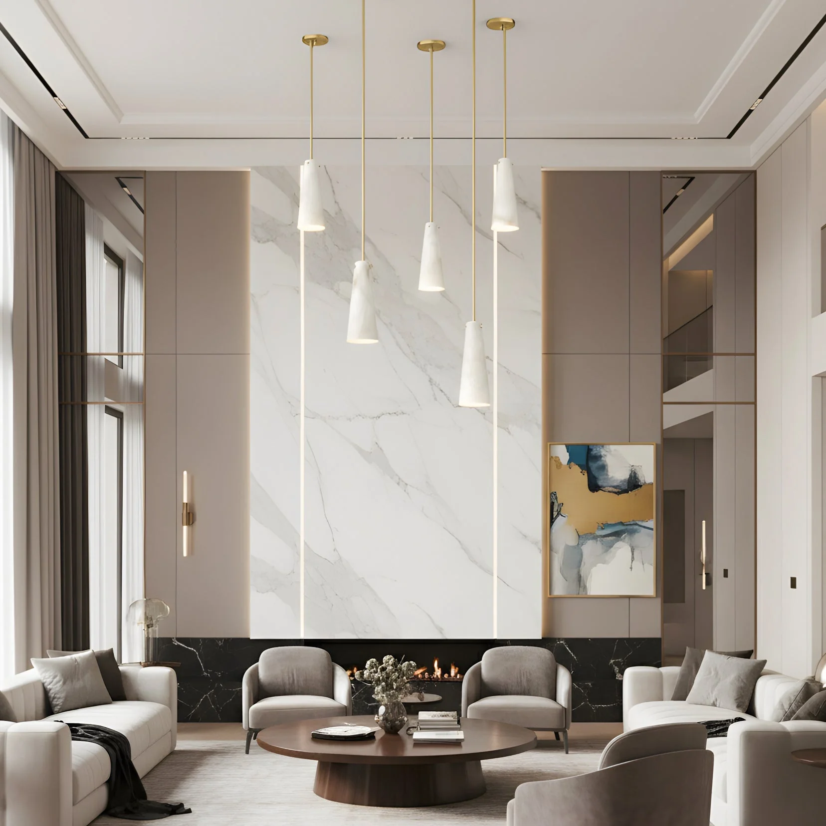 Licau Contemporary Alabaster Pendant Light - Image 2