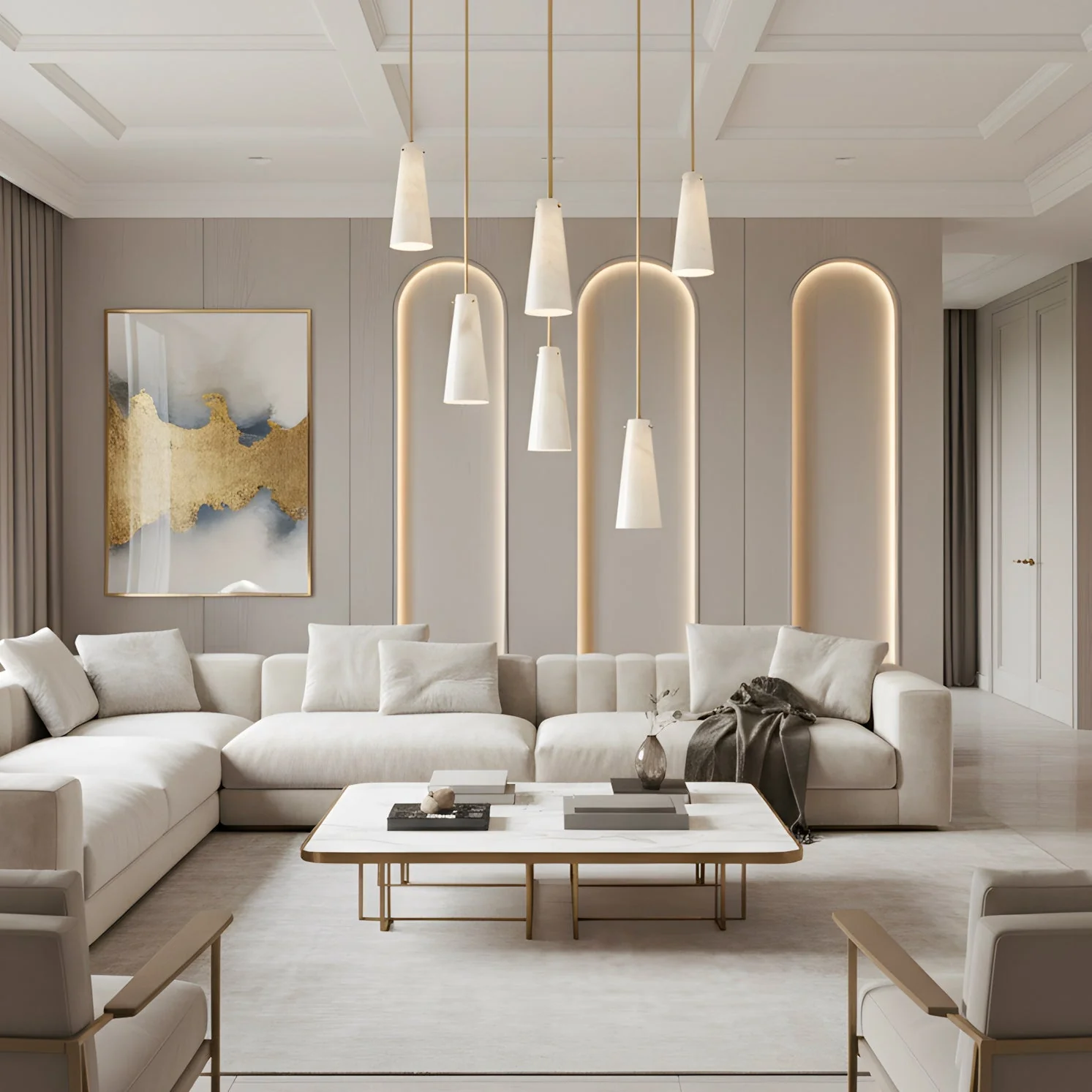 Licau Contemporary Alabaster Pendant Light - Image 3