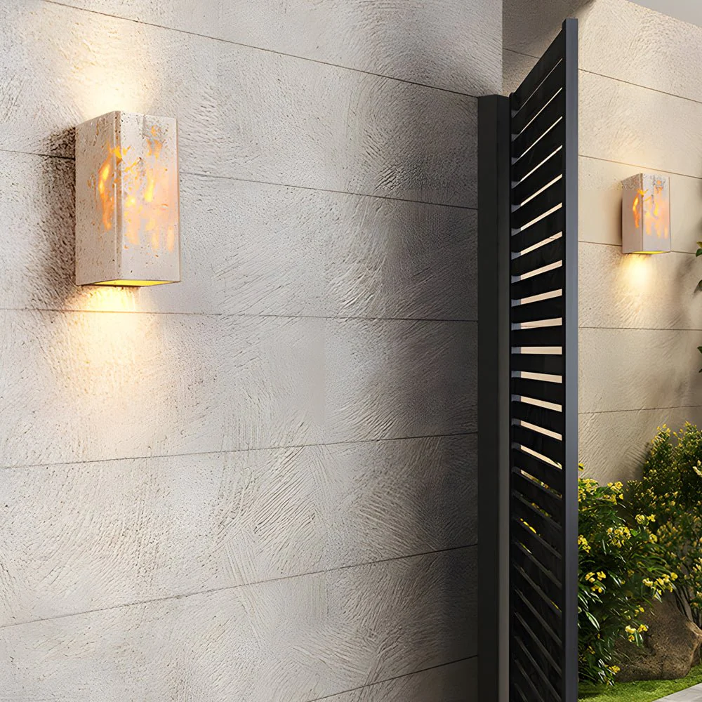 Lighth Wabi-Sabi Yellow Travertine Outdoor Wall Sconce - Image 4