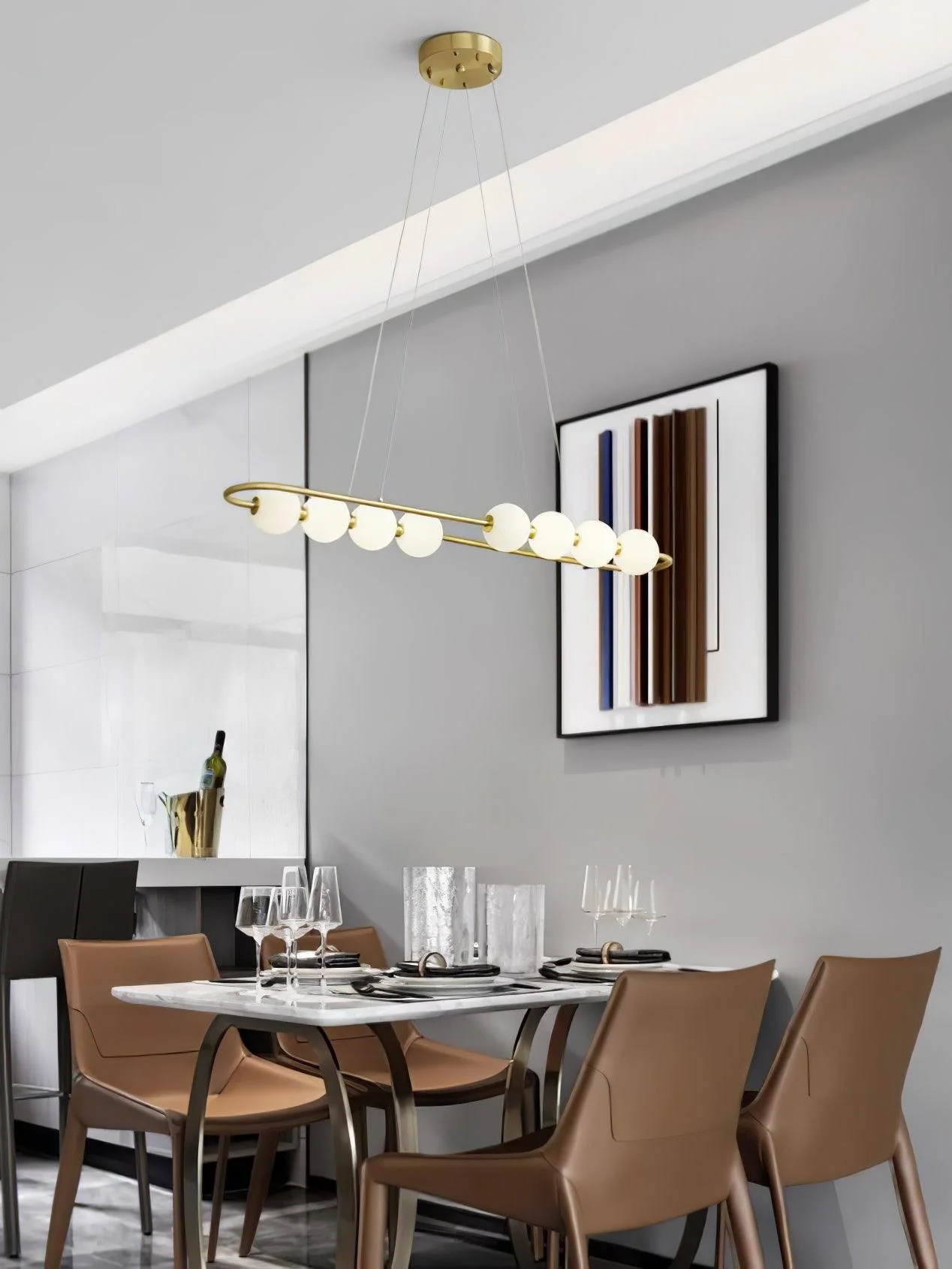 Linea Contemporary Brass Pendant Lamp - Image 6