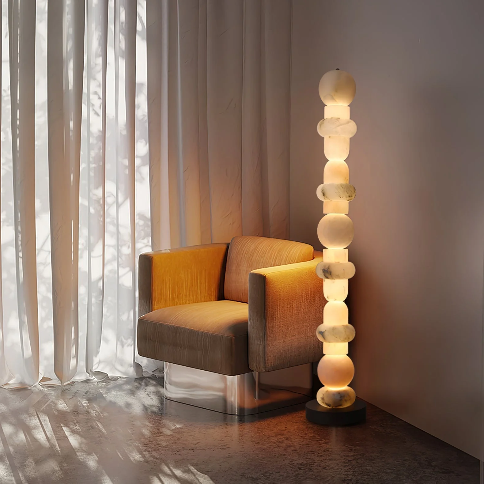 Lira Stacked Alabaster Floor Lamp - Image 12