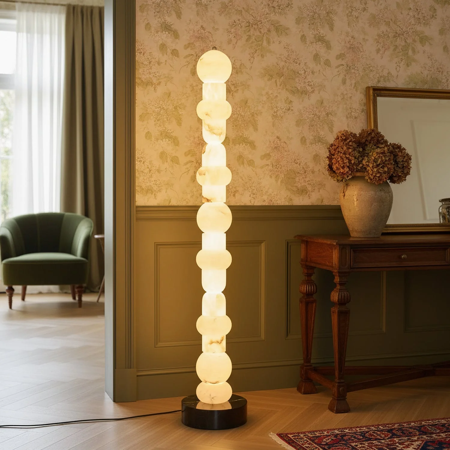 Lira Stacked Alabaster Floor Lamp - Image 2